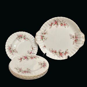 VTG Royal Albert China Lavender Rose 10" Cake/Dessert Plate & 5 - 8" Plates EUC